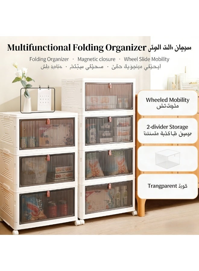 صناديق تخزين بلاستيكية مع أغطية، حاويات تخزين قابلة للتراص مع عجلات، صناديق تخزين قابلة للطي، صناديق تخزين قابلة للانكماش، حاويات تخزين قابلة للطي متعددة الأغراض للمنزل والمكتب - Image 5